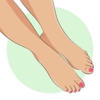 blote vrouwelijke voeten met nauwkeurige pedicure, roze teennagels vector