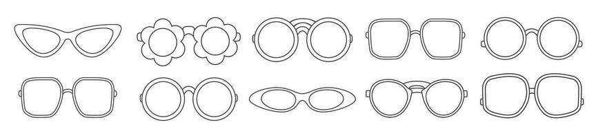 reeks van wijnoogst tekening bril. zonnebril verzameling. vector