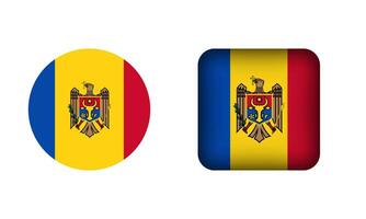 vlak plein en cirkel Moldavië vlag pictogrammen vector
