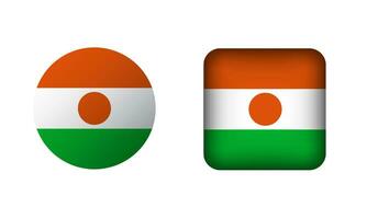 vlak plein en cirkel Niger vlag pictogrammen vector