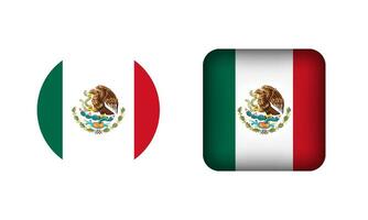 vlak plein en cirkel Mexico vlag pictogrammen vector