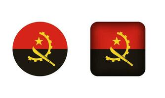 vlak plein en cirkel Angola nationaal vlag pictogrammen vector