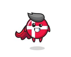 het schattige karakter van de vlag van Denemarken als een vliegende superheld vector