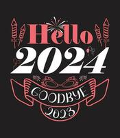 nieuw jaar 2024 t-shirt, poster, sjabloon, vector ontwerp