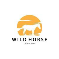 wild paard logo boerderij ontwerp silhouet gemakkelijk vector illustratie sjabloon