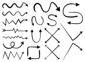 tekening pijlen, hand- getrokken pijlen, pijl krabbels reeks vector