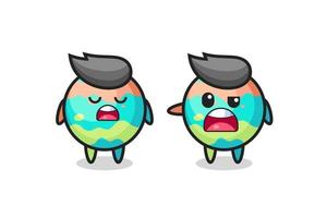 illustratie van de ruzie tussen twee schattige bath bombs-personages vector