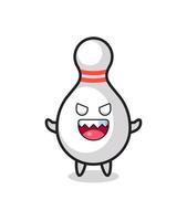 illustratie van kwaad bowling pin mascotte karakter vector