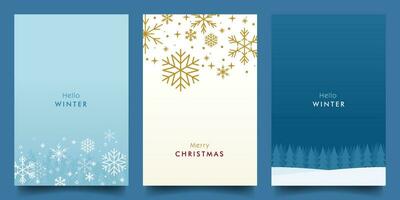 modern minimalistische winter Kerstmis ontwerp vector met sneeuwvlok en winter Woud thema ontwerp. voor kaart, poster, banier, sociaal media achtergrond