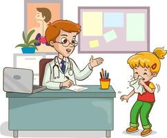 dokter en ziek kinderen pratend vector illustratie