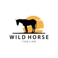 wild paard logo boerderij ontwerp silhouet gemakkelijk vector illustratie sjabloon