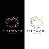 vuurwerk logo, gemakkelijk lijn model- ontwerp nieuw jaar viering dag illustratie, sjabloon vector