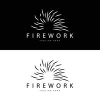 vuurwerk logo, gemakkelijk lijn model- ontwerp nieuw jaar viering dag illustratie, sjabloon vector