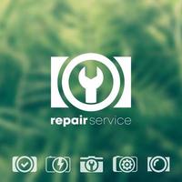 camera reparatie service logo iconen set vector