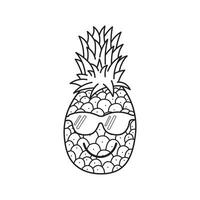 hand- getrokken vector illustratie kleur kinderen schattig ananas vervelend zonnebril clip art