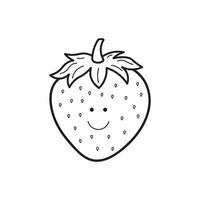 hand- getrokken vector illustratie kleur kinderen schattig glimlachen fruit aardbei clip art