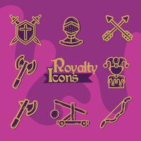 reeks van royalty pictogrammen middeleeuws tijdperk vector illustratie