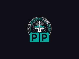 elegant pp medisch logo, modern pp logo brief ontwerp voor uw kliniek vector
