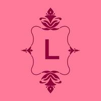 brief l klassiek schoonheid wijnoogst eerste vector logo kader ontwerp