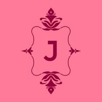 brief j klassiek schoonheid wijnoogst eerste vector logo kader ontwerp
