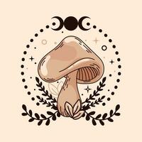 geïsoleerd schetsen van magie champignons tarot stijl vector illustratie