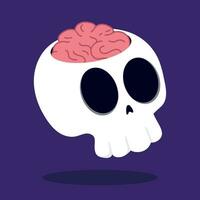 geïsoleerd schattig schedel met hersenen vector illustratie