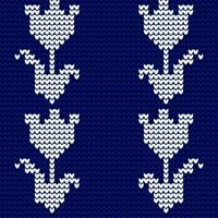 naadloos gebreid patroon met bloemen. vector illustratie. blauw achtergrond.