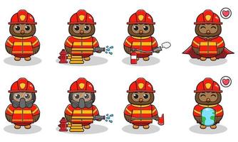 vectorillustratie van uil brandweerlieden vector