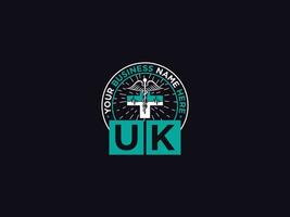 abstract uk logo vector, modern uk medisch dokter logo icoon vector