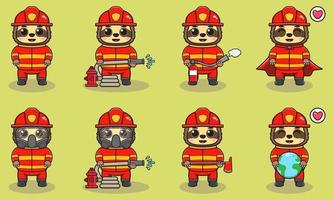 luiaard brandweerman cartoon vector