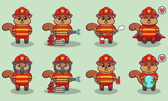 eekhoorn brandweerman cartoon vector