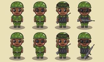 leuke cartoonillustratie van een soldaat vector