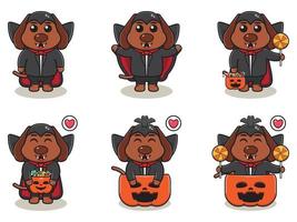 hond schattig halloween dracula vector