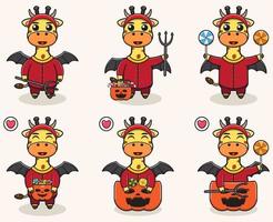 giraf halloween set duivel vector