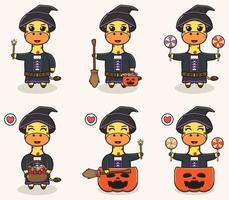 giraf halloween set heks vector