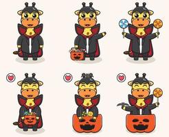 giraf halloween set dracula vector