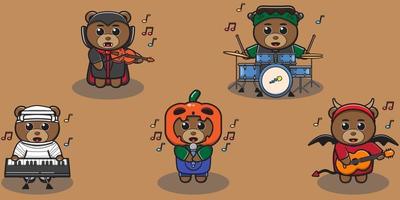 beer halloween set muziek band vector