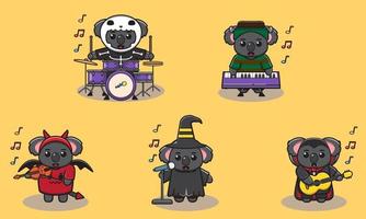 koala halloween set muziekband vector