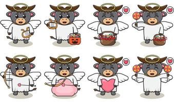 buffel schattige halloween set engel vector