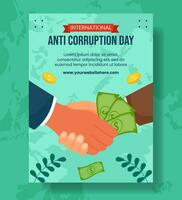 anti corruptie dag verticaal poster vlak tekenfilm hand- getrokken Sjablonen achtergrond illustratie vector