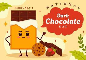 nationaal donker chocola dag vector illustratie Aan februari 1e voor de Gezondheid en geluk dat Choco brengt in vlak tekenfilm achtergrond ontwerp