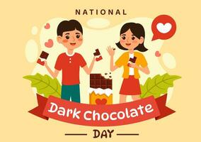 nationaal donker chocola dag vector illustratie Aan februari 1e voor de Gezondheid en geluk dat Choco brengt in vlak tekenfilm achtergrond ontwerp