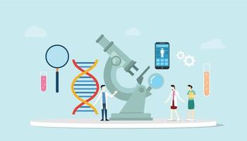 genetische wetenschap gezondheidstechniek concept met microscoop vector