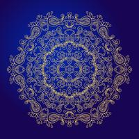 Mandala, amulet. Esoterisch gouden symbool op een blauwe achtergrond. vector