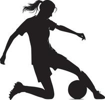 vrouw voetbal speler vector silhouet, vrouw voetbal houding vector