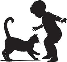 kind spelen met kat vector silhouet illustratie 3