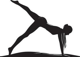 vrouw Duwen omhoog yoga houding vector silhouet illustratie 12