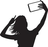 meisje nemen een selfie vector silhouet illustratie