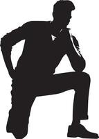 Mens houding vector silhouet illustratie, een vlak Mens stijl vector silhouet