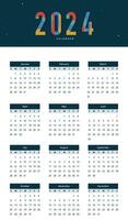 vlak 2024 jaarlijks kalender sjabloon vector